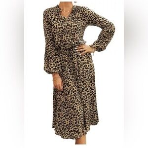 Leopard Print Long Sleeve Dress XL